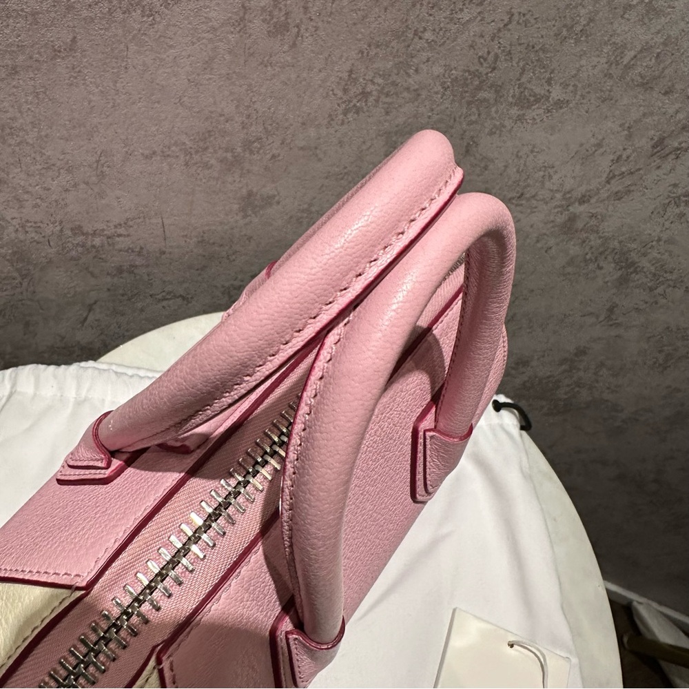 AUTH GIVENCHY PARIS PINK WHITE BICOLOR LEATHER MINI PANDORA BAG TOTE ZIP BAG - Picture 4 of 16
